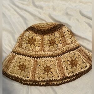Peter Grimm Crochet Sun Hat - Brown and Tan